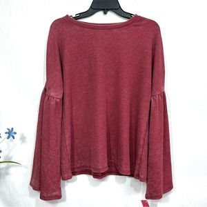 Xhilaration Women’s Burgundy Long Bell Sleeve Sleep Shirt - NWT